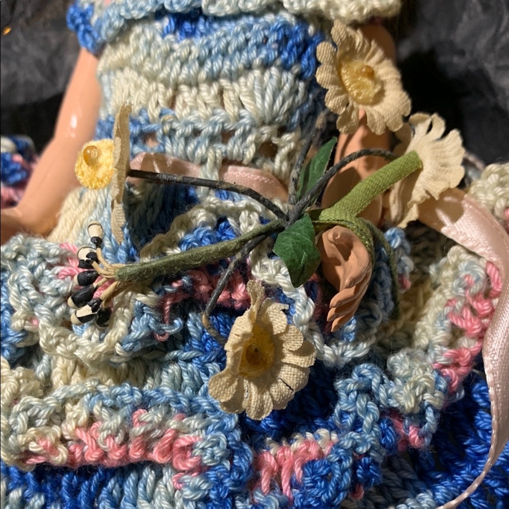 Elegant Blue and White Victorian Doll with Accessories